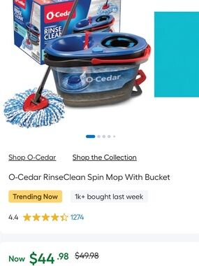 RinseClean Spin Mop and Bucket - Blue/Red